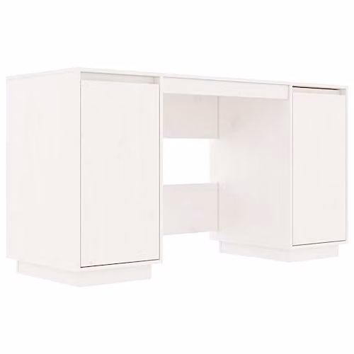 vidaXL Modern White Writing Desk in Solid Pine Wood, W/D/H: 140 x 50 x 75 cm