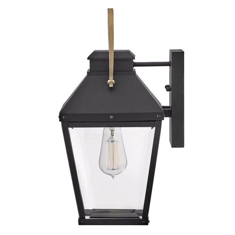 Netlighting Hinkley Dawson Outdoor Wall Lantern in Black and Bronze with Transparent Glass, IP44, E27 – 3