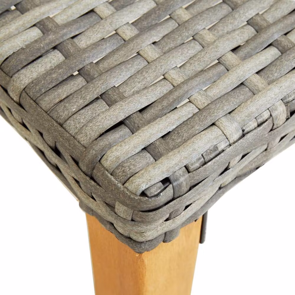 Berkfield Home Grey Poly Rattan and Acacia Wood Garden Bench, Width: 80 cm – 2