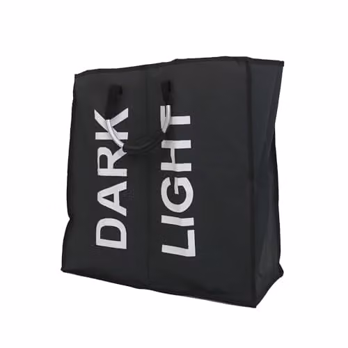Libbi Lou Two Section Black Fabric Double Laundry Hamper with Handles W: 55 cm, D: 26 cm, H: 56 cm – 1