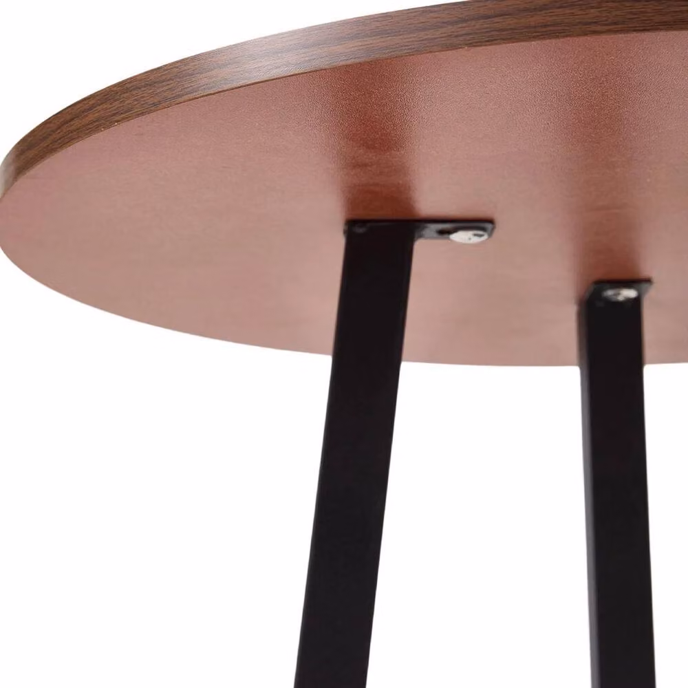 VOGREX Modern 2 Tier Round Coffee Table and Sofa Side Table in Brown and Black, W/D/H: 40 x 40 x 55 cm – 4