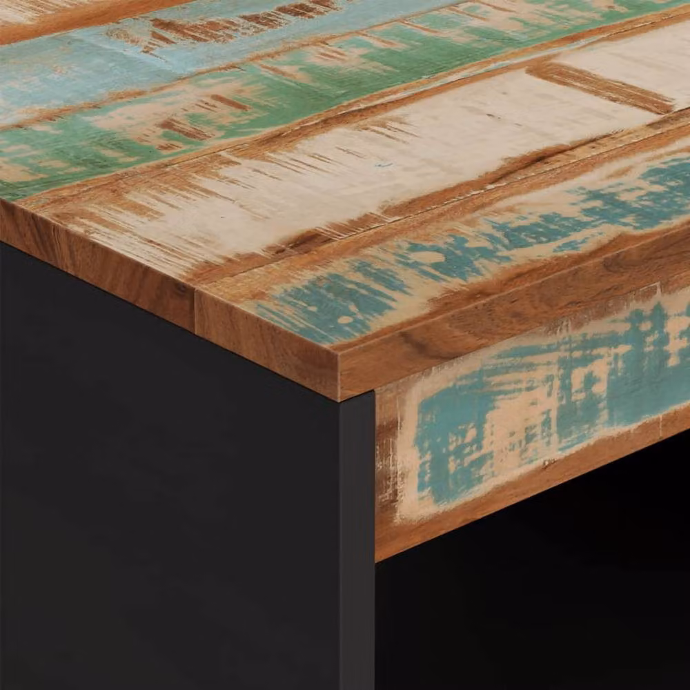 Berkfield Home Green Reclaimed Solid Wood Coffee Table, W: 55 cm, D: 50 cm, H: 40 cm – 5