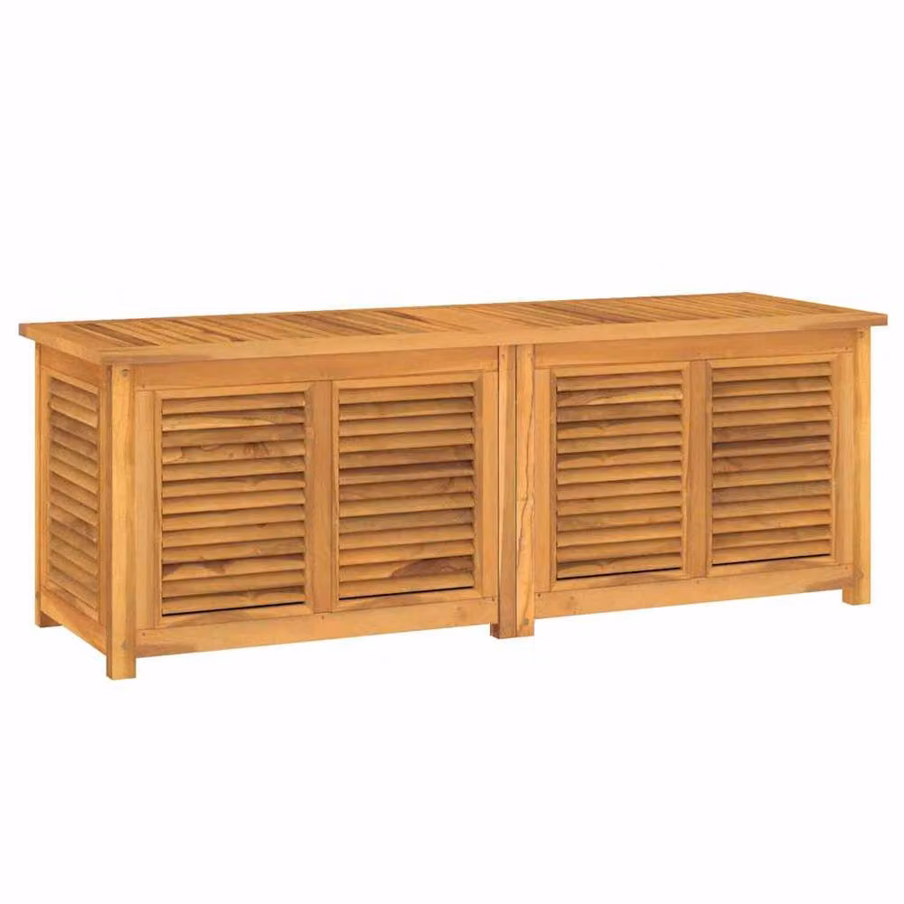 Berkfield Home Garden Storage Box with Bag in Brown Solid Teak Wood, W/D/H: 150 x 50 x 53 cm – 2