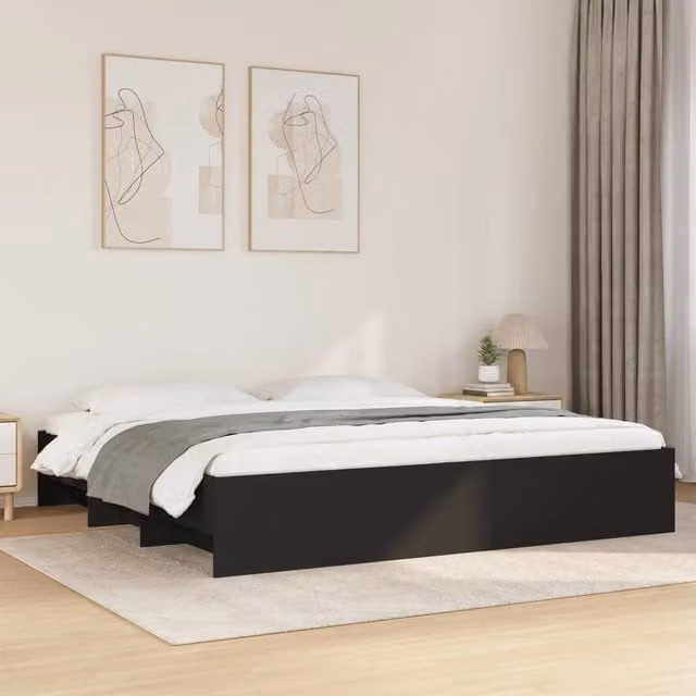 Berkfield Home Super King Bed Frame in Black, Engineered Wood, 180 x 200 cm
