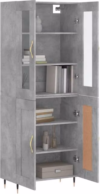 Berkfield Home Modern Highboard in Concrete Grey, W/D/H: 69.5 x 34 x 180 cm – 1