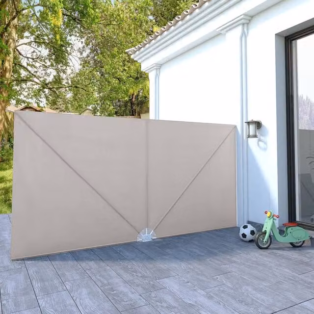 Berkfield Home Collapsible Terrace Side Awning in Beige, W: 400 cm, H: 200 cm