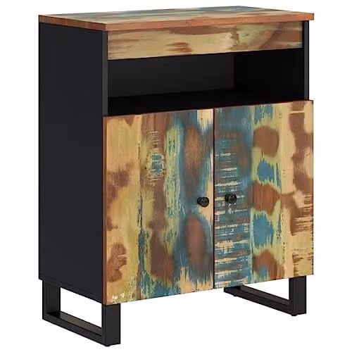 vidaXL Rustic Reclaimed Solid Wood Sideboard with 2 Doors, Multicolour, W: 60 cm, D: 33 cm, H: 75 cm – 3