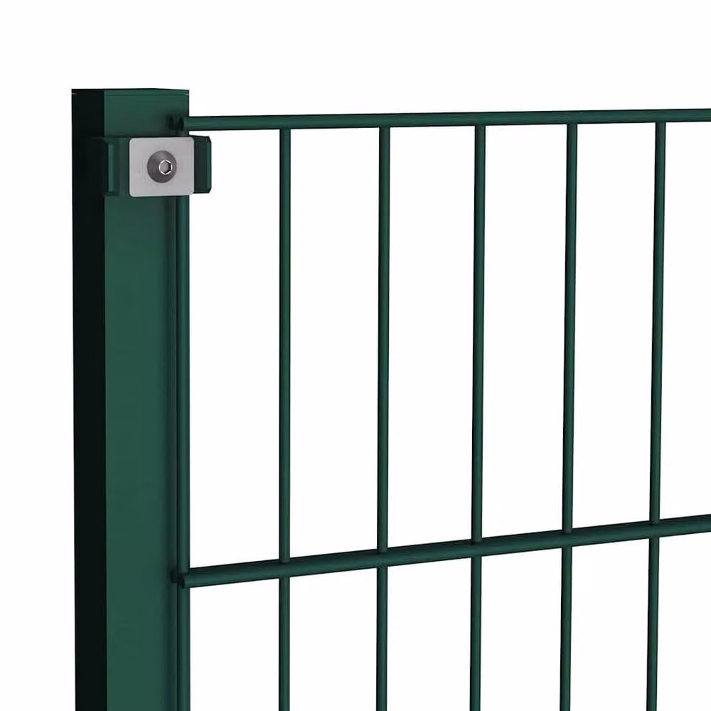 Berkfield Home Durable Green Powder-Coated Steel Fence Panel with Posts, W: 5.1 m, H: 0.8 m – 2