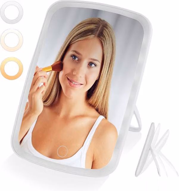 LIVIVO Rechargeable LED Makeup Mirror with 3 Light Modes in White