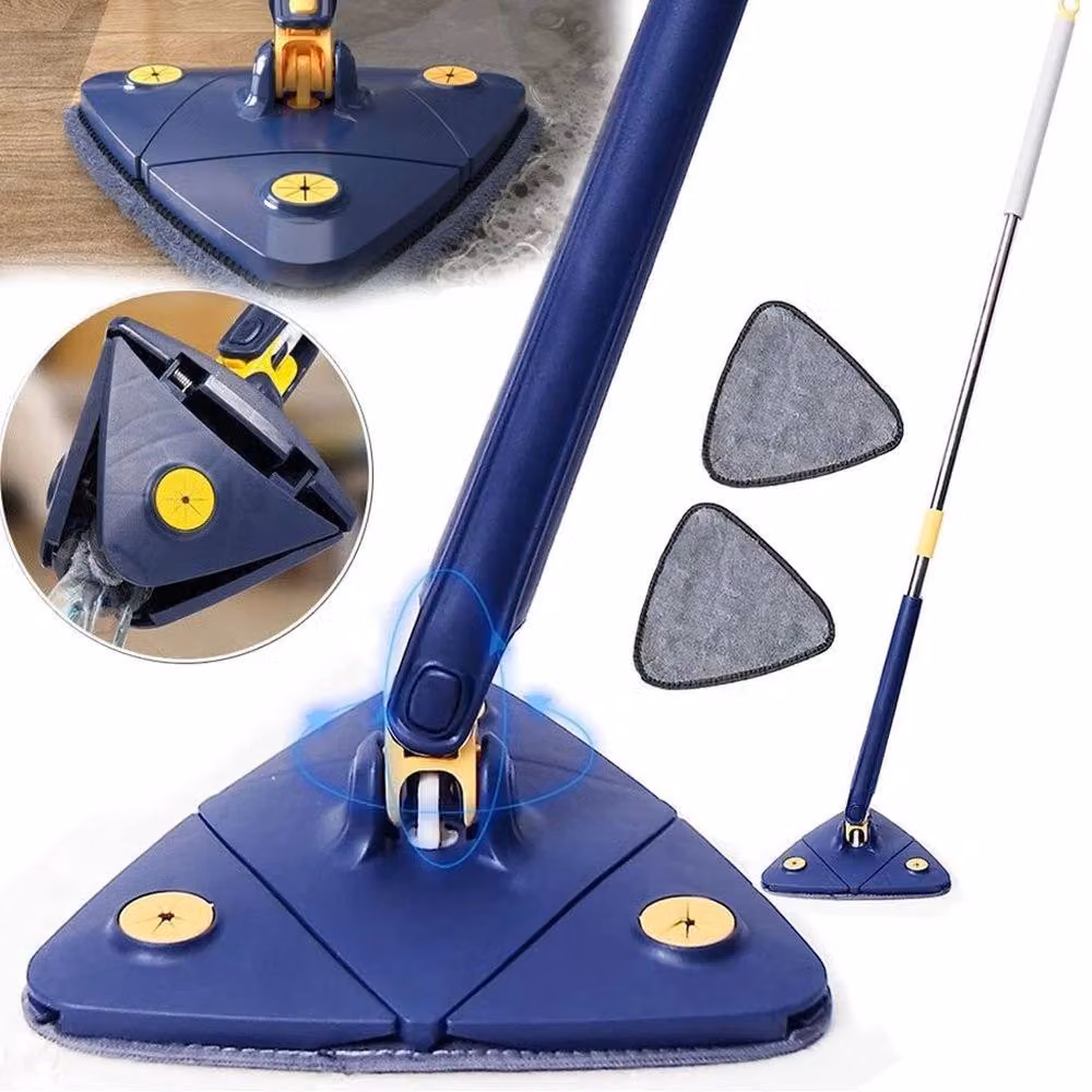 NESTLUNE 360 Degree Rotatable Triangular Microfibre Cleaning Mop in Blue, H: 100 cm, W: 15 cm – 3