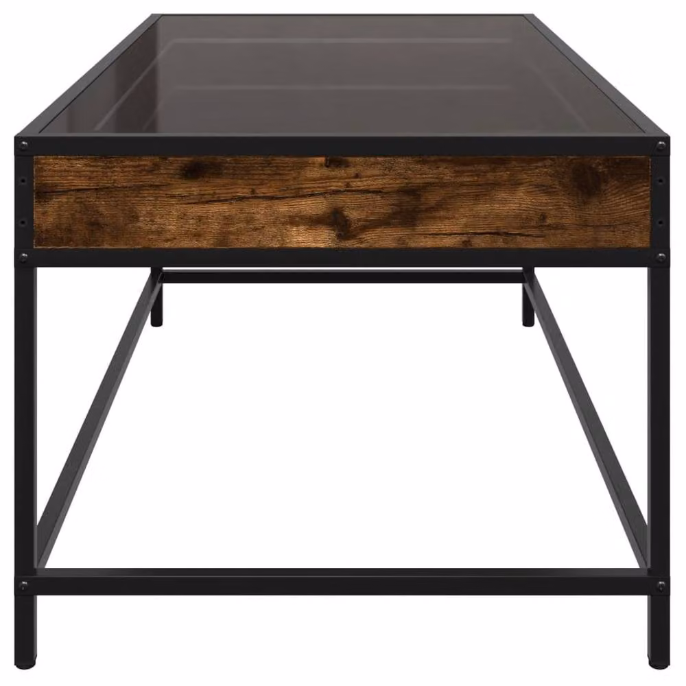 Berkfield Home Infinity LED Coffee Table in Smoked Oak Brown, W: 90 cm, D: 50 cm, H: 41 cm – 4