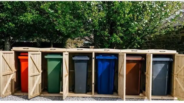 Buttercup Farm Chatburn Sextet Wheelie Bin Store in Brown, Fits 4x 180L or 240L and 2x 140L Bins – 1