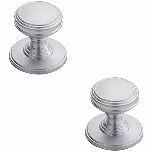 Loops 2 Pack Ringed Tiered Cupboard Door Knob in Satin Chrome, 25mm Diameter – 1