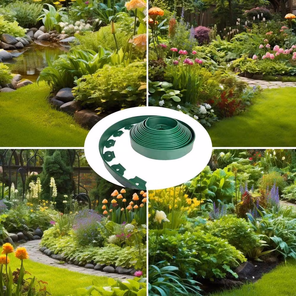 NESTLUNE Green Flexible Garden Border Edging for Grass and Lawns – 5