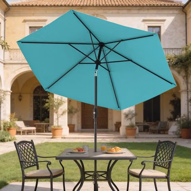 Outsunny 2.6m Garden Parasol Umbrella with Aluminium Pole in Turquoise