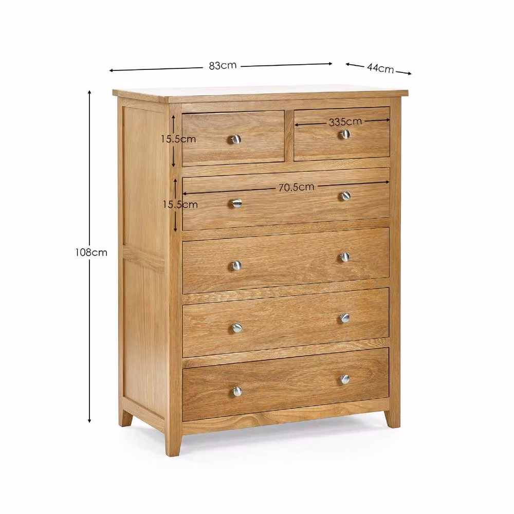 Cheshire Premium Brixton 4 + 2 Drawer Chest in Brown Oak – 2