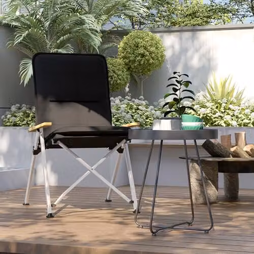 Outsunny Padded Outdoor Recliner Chair with Armrests and Cushions, Black – 7