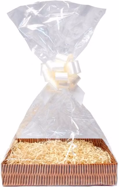 Hampabox Gift Basket Kit with Wicker Print Hamper Tray and Cream Accessories, W/D/H: 35 x 24 x 8 cm