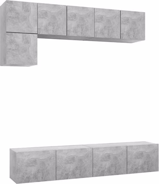 Berkfield Home 5 Piece Modern Wall Mounted TV Cabinet Set in Concrete Grey Matt Engineered Wood – 1