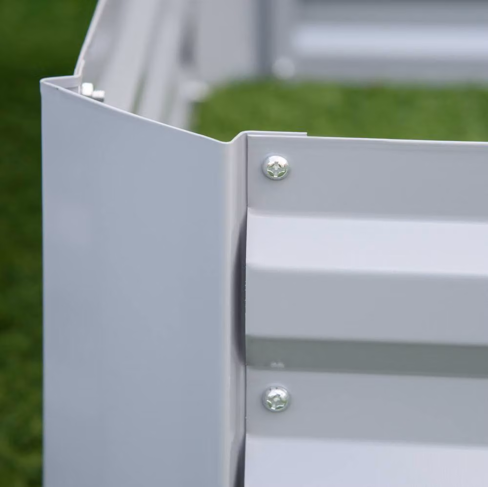 STILVORA Set of 2 Steel Raised Garden Beds in Grey, W/D/H: 100 x 100 x 30 cm – 5