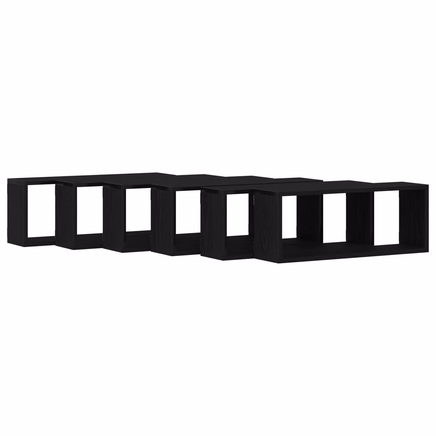 Berkfield Home Set of 6 Black Oak Wall Shelves, W: 60 cm, D: 15 cm, H: 23 cm – 2
