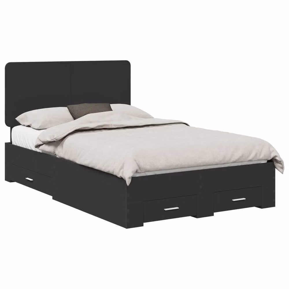 Berkfield Home Modern Black Bed Frame with Headboard and Drawers, W: 135 cm, L: 190 cm, Engineered Wood – 2