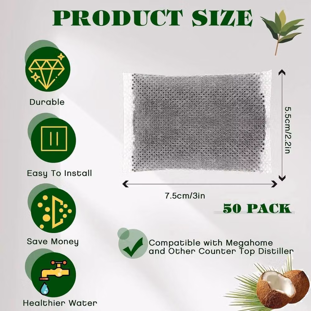 NESTLUNE 50 Pack Replacement Activated Charcoal Filters, Grey, W/D: 100 x 100 cm – 2