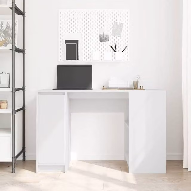 Berkfield Home Modern White Writing Desk in Engineered MDF, W/D/H: 120 x 42 x 76 cm