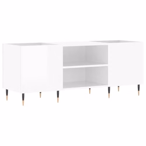 vidaXL Record Cabinet in High Gloss White, W/D/H: 121 x 38 x 48 cm