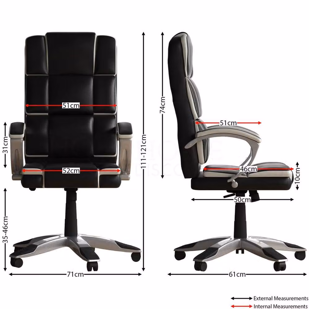 EONLION Black Faux Leather Swivel Gaming and Home Office Chair with Headrest and Armrests – 2