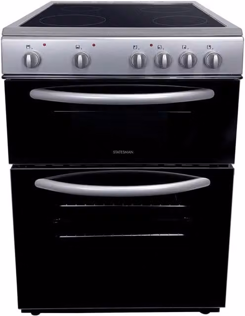 Statesman Fan Assisted Double Oven Electric Cooker in Silver