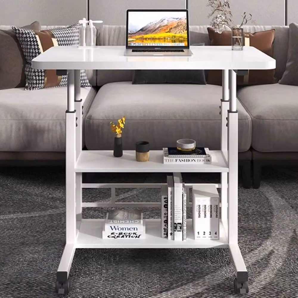 FORGEVIO Height Adjustable Mobile Laptop Table with Castors, White – 4