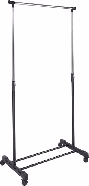 My Laundry Minimalist Single Clothes Rail in Black Metal, H 160 cm x W 160 cm x D 8 cm