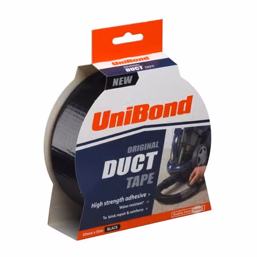 UniBond Original High Strength Cloth Duct Tape, Black, Width: 50 mm, Length: 50 m