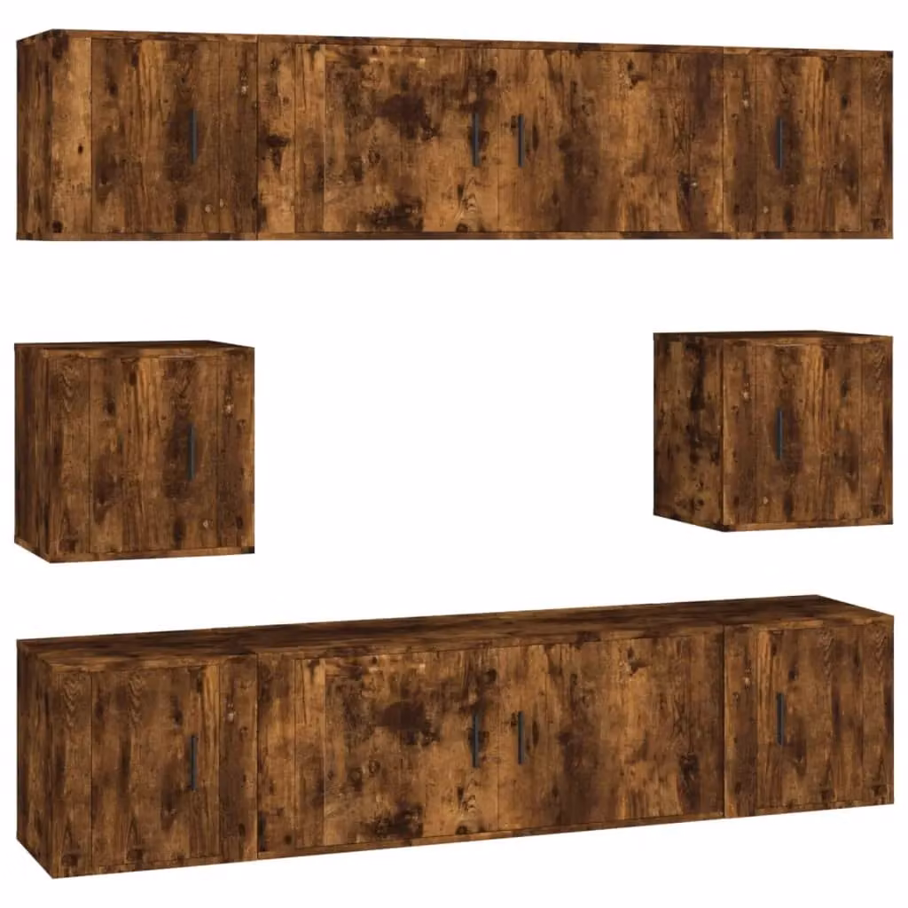 Berkfield Home 8 Piece Smoked Oak TV Cabinet Set in Brown – 2
