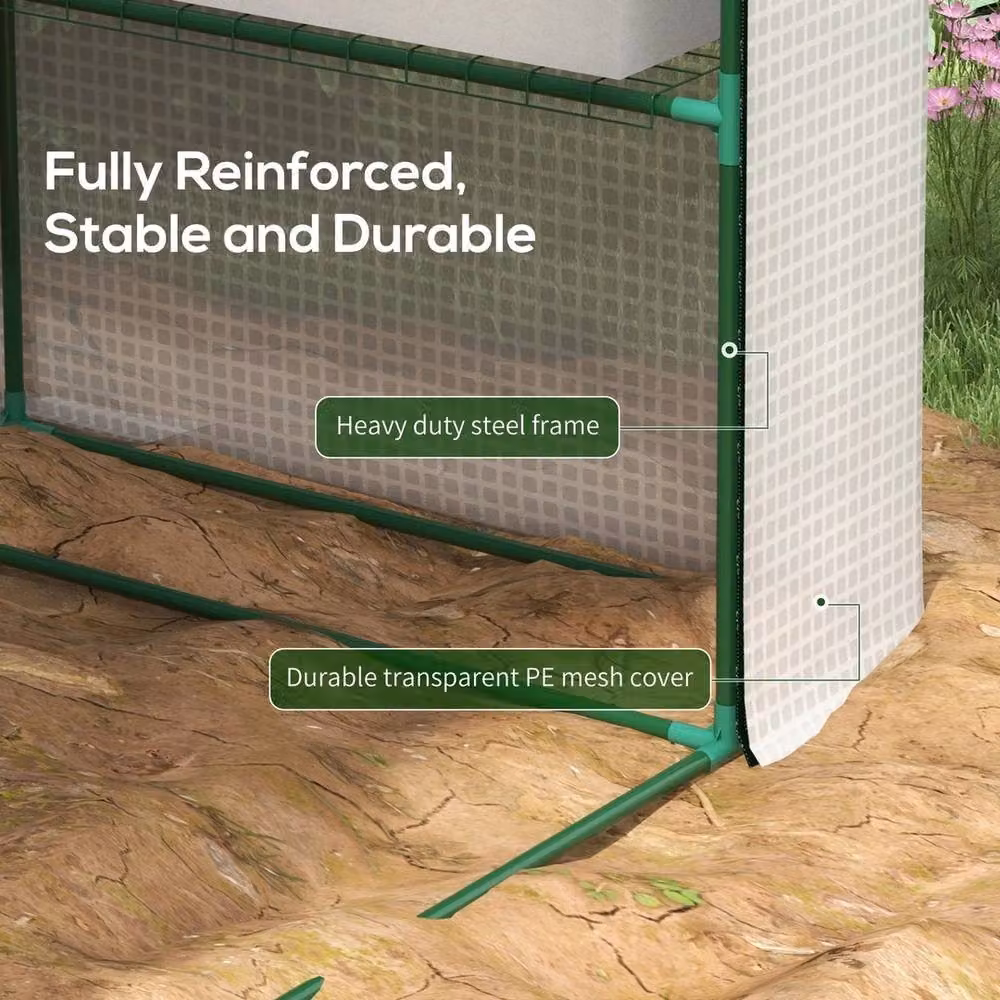 NESTLUNE White Steel Walk-in Garden Greenhouse Shelves and Polytunnel Steeple Grow House, W/D/H: 100 x 15 x 15 cm – 2