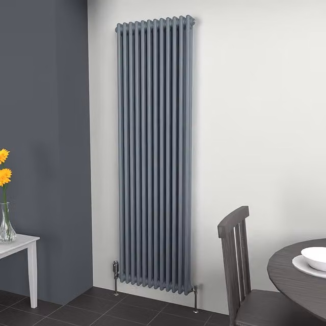 Lux Heat Vertical Coloured Column Radiator in Pebble Grey, H 180 cm x W 56 cm