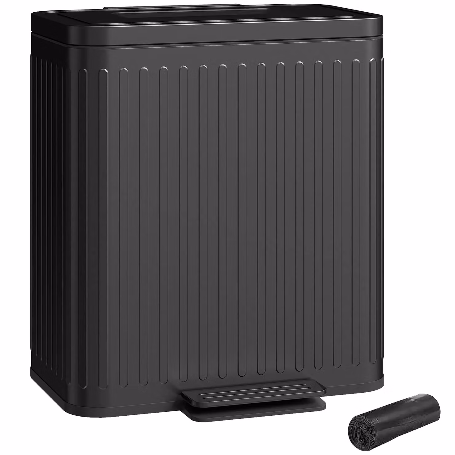 HOMCOM Double Pedal Rubbish Bin with Bags, Black, 2 x 20L – 2