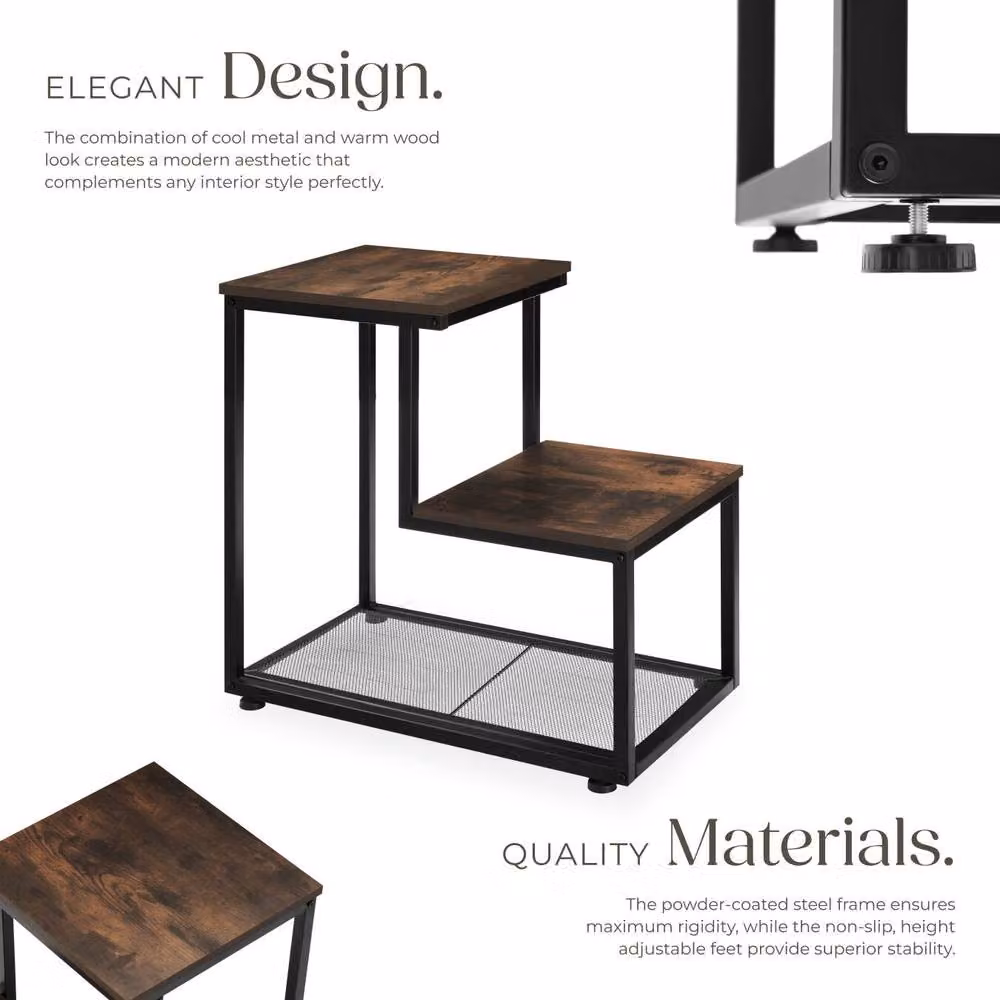 tectake Halifax Bedside Table in Dark Brown – 3