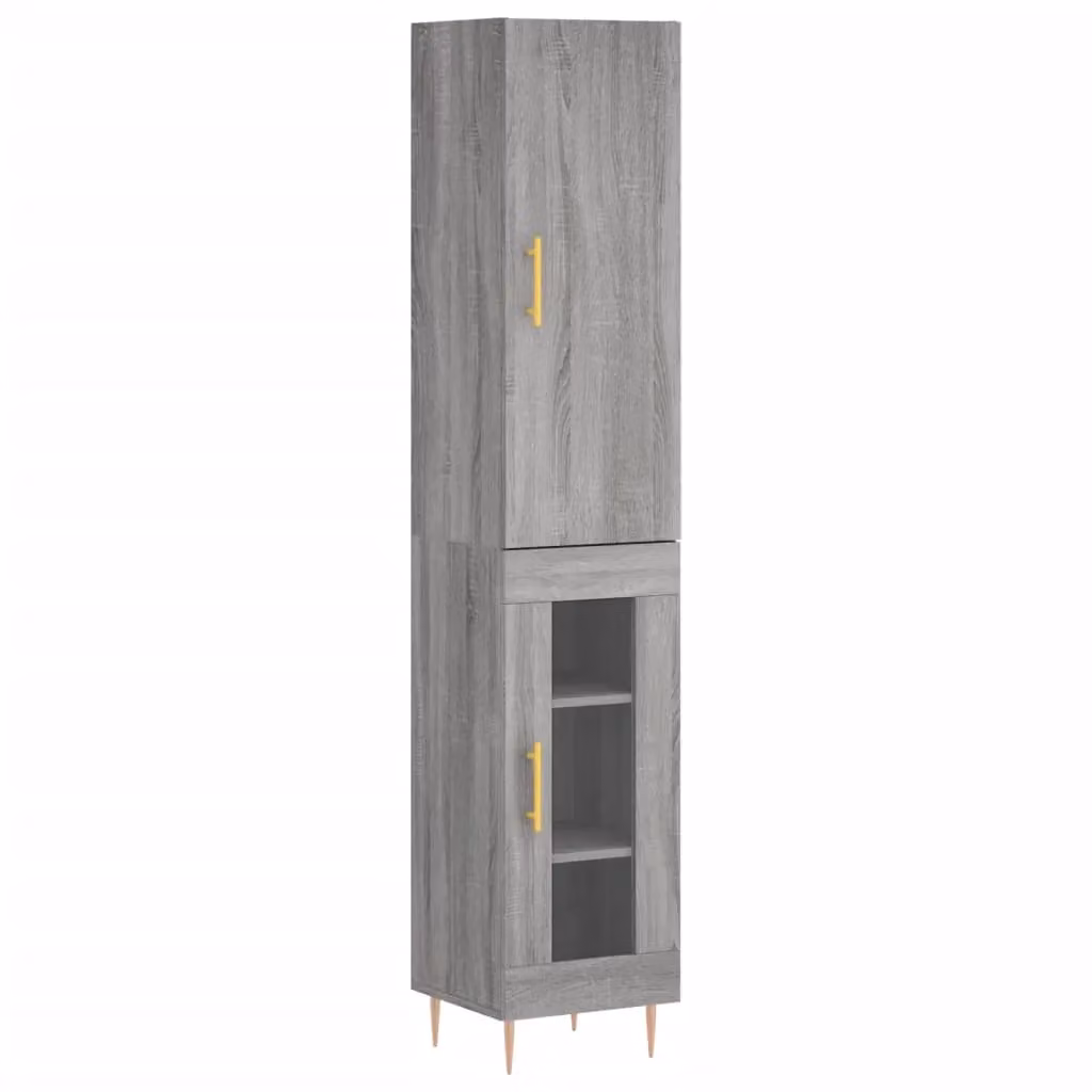 Berkfield Home Modern Grey Highboard with Hinged Doors and Internal Shelves, W/D/H: 34.5 x 34 x 180 cm – 2