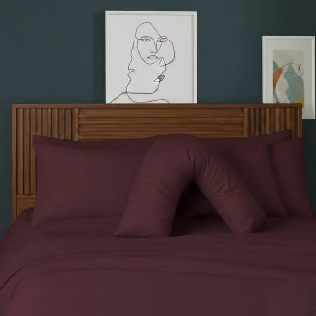 Snug City V Shape Maternity Pillowcase in Wine Red Polycotton