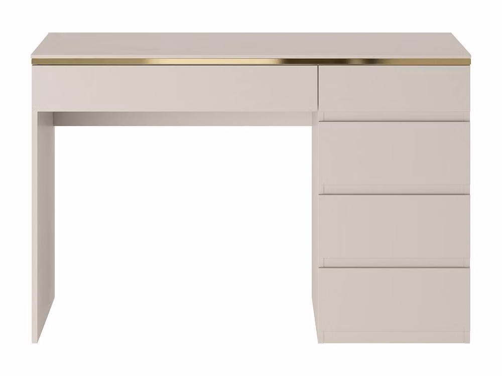 VUKIA Vente-unique Modern Writing Desk with 5 Drawers in Beige and Gold – 2
