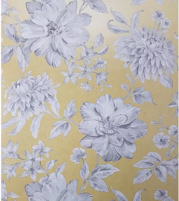The Crown Lucia Floral Botanical Wallpaper in Yellow and White