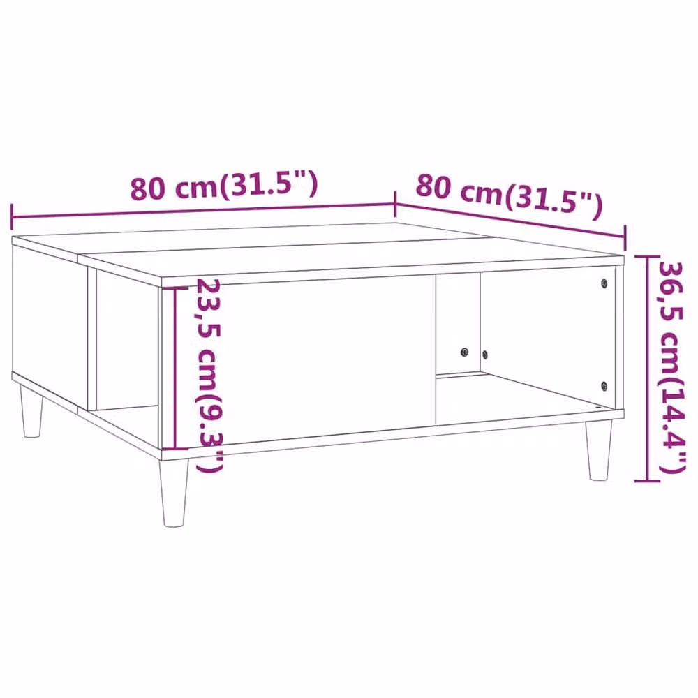 Berkfield Home Concrete Grey Square Coffee Table, W/D/H: 80 x 80 x 36.5 cm – 3
