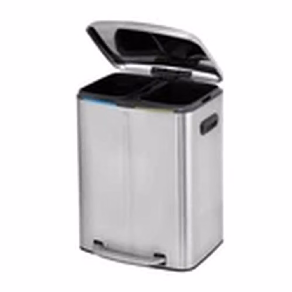 EONLION Double Metal Step Rubbish Bin with Soft Close and Removable Plastic Inner Buckets, 40L, Silver – 2