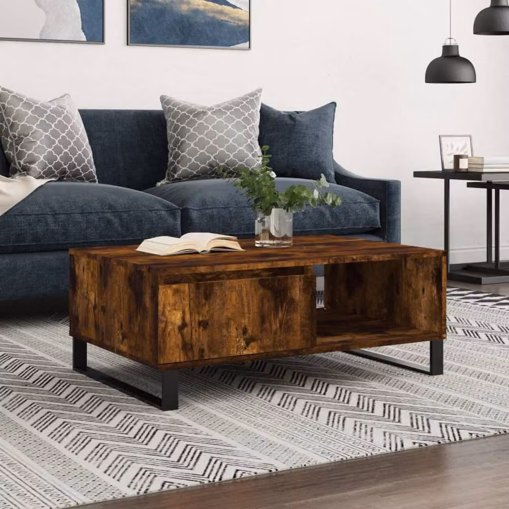 Berkfield Home Smoked Oak Coffee Table in Brown, W/D/H: 90 x 60 x 35 cm – 2