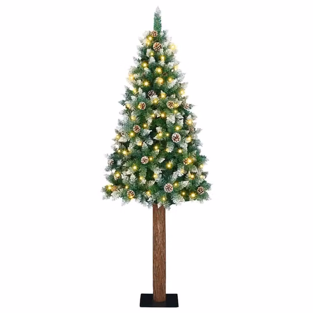 Berkfield Home Elegant Slim Christmas Tree with 300 LEDs in Green and White, Height: 180 cm – 1
