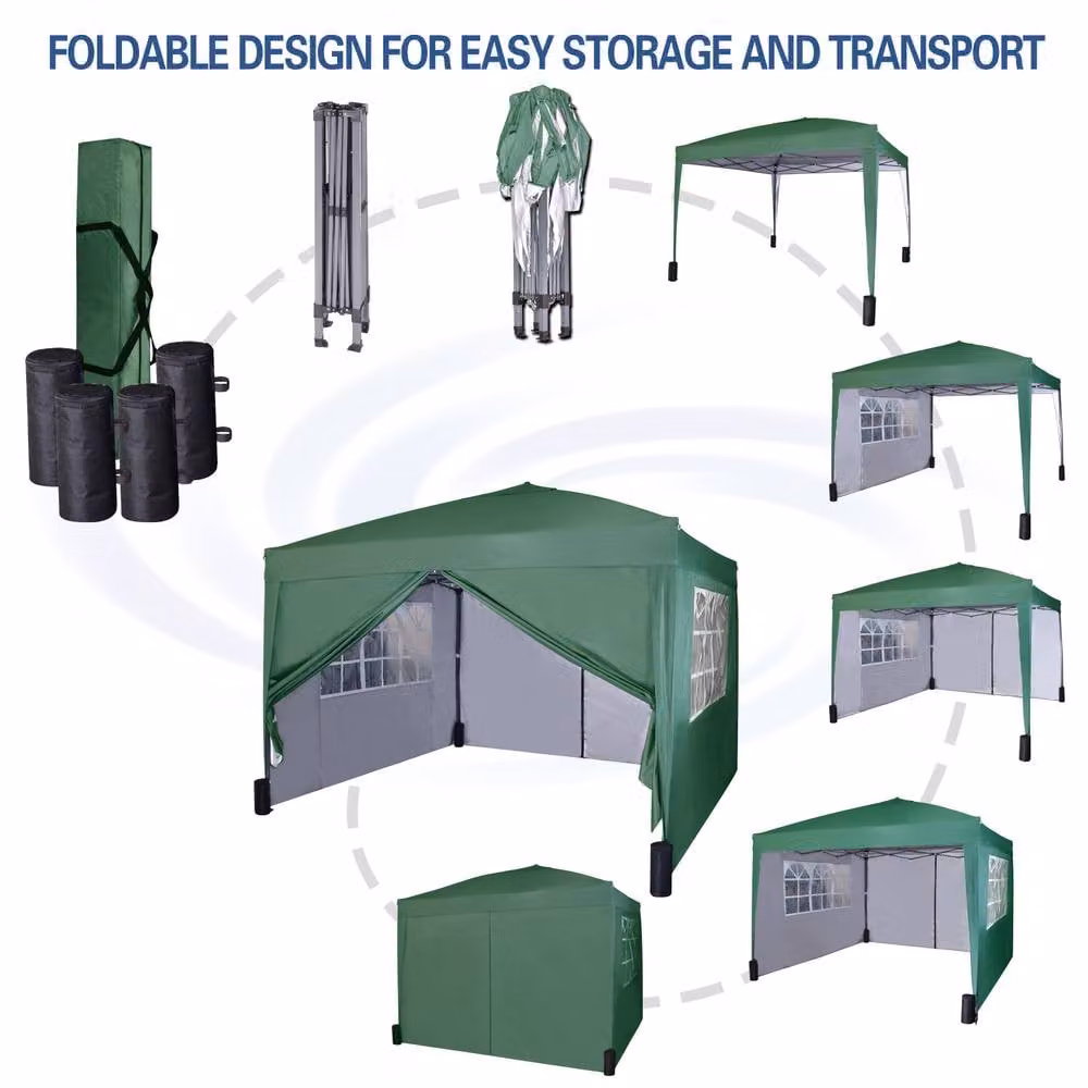 MCC Direct Green Pop Up Gazebo with Removable Sides and Storage Bag, W/D/H: 300 x 300 x 255 cm – 5