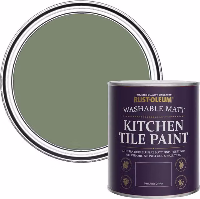 Rust-Oleum Kitchen Tile Paint in Matt Finish, All Green, 750ml