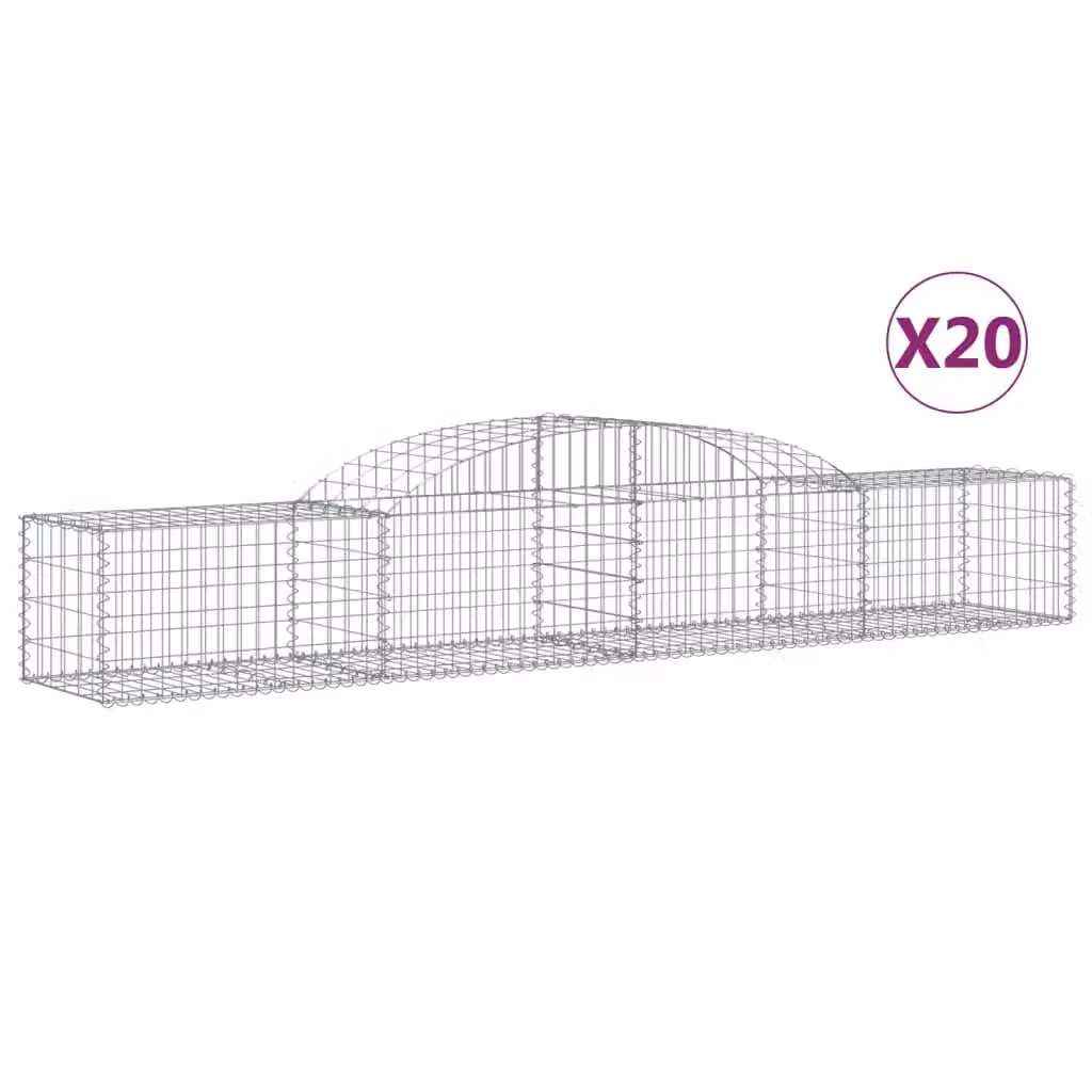 Berkfield Home Arched Gabion Baskets, 20 Pieces, Silver Galvanised Steel, W: 300 cm, D: 50 cm, H: 40-60 cm – 2